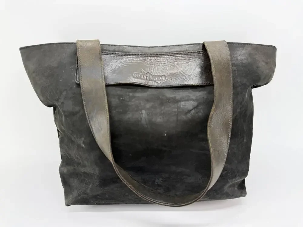 Casa De Polo Women's Gray Distressed Shoulder Tote Bag Large Zip Top